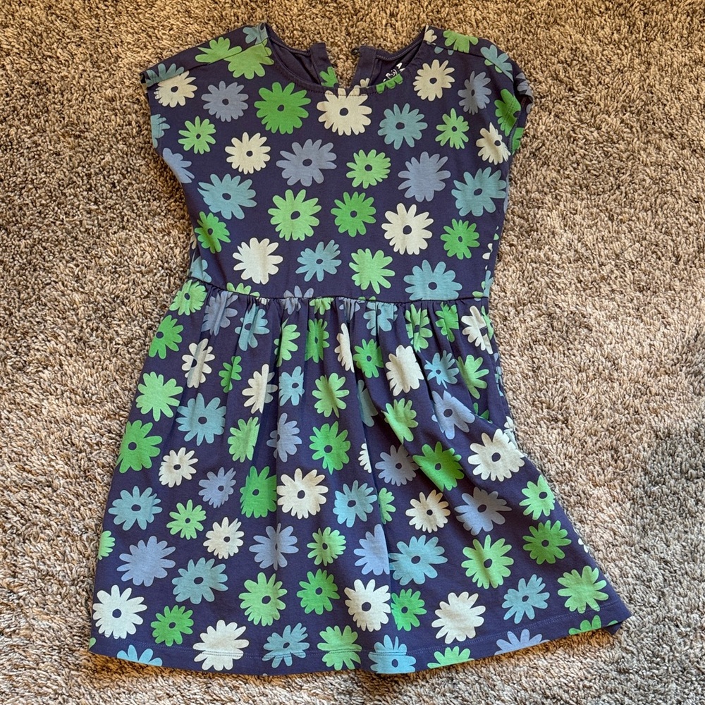 Primary Navy Floral Daisy Print Short Sleeve Dress